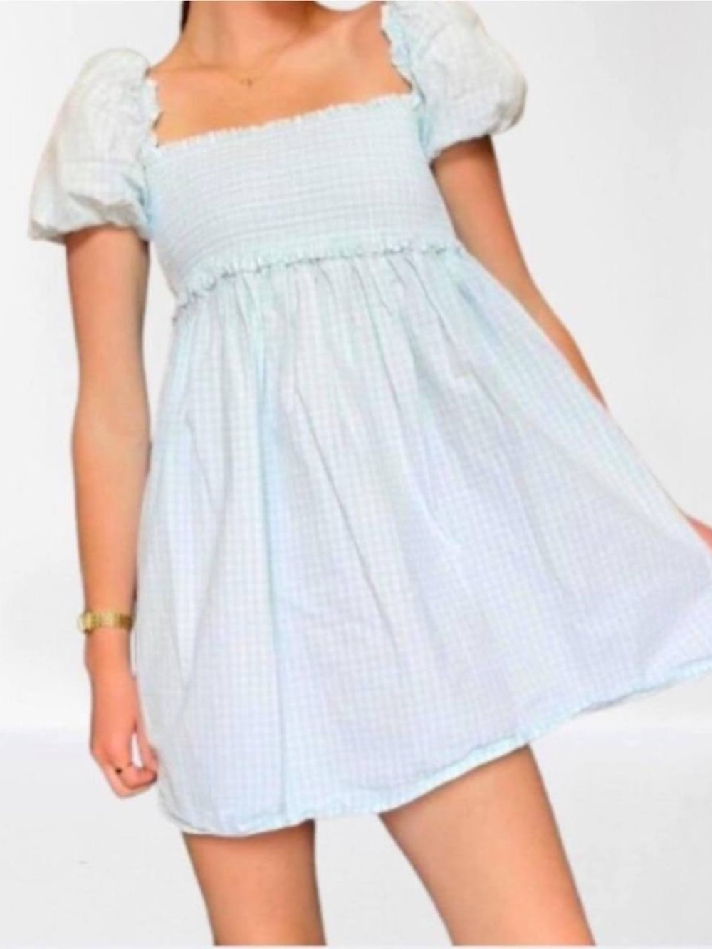 $88 NWT Aritzia Sunday Best Sky Blue Gingham Dress